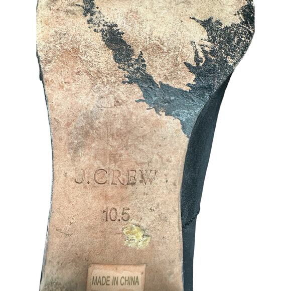 J.Crew Black Casual Basic Leather Almond Toe Knee High Boots Size 10 1/2 - Picture 9 of 10